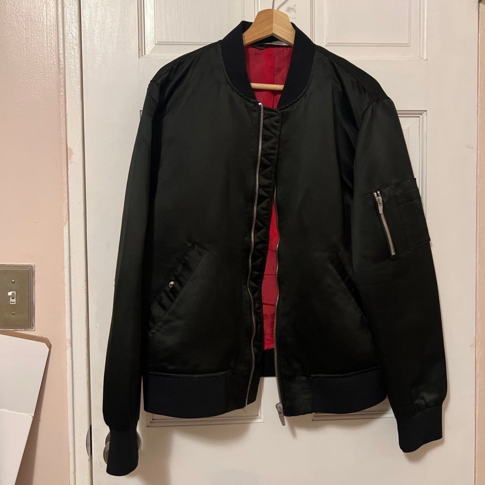 Zara Men Souvenir Jacket with Floral Print in the Back Size XL